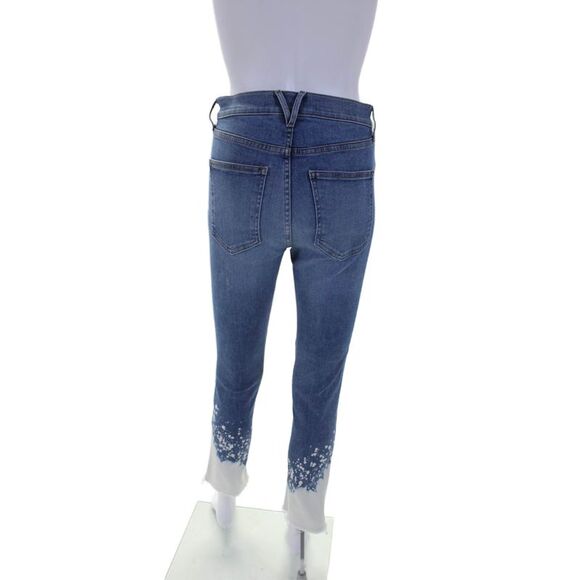 Veronica Beard Womens High Rise Bleached Hem Skinny Jeans Blue Size 27 - Picture 3 of 8